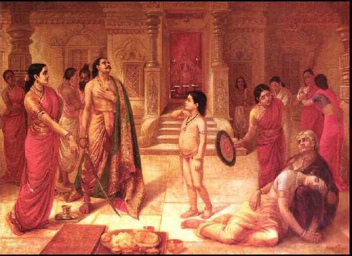 Raja Ravi Varma Mohini and Rugmangada to kill his own son Raja Ravi Varma Sweden oil painting art